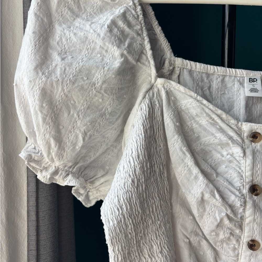 BP White Ruched Button-Up Blouse - Picture 2 of 4